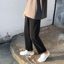 Load image into Gallery viewer, Pleated Straight Pants Men's Fashion Elastic Waist Casual Pants Men Streetwear Loose Ice Silk Trousers Mens Wide Leg Pants S-2XL