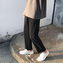 Load image into Gallery viewer, Pleated Straight Pants Men's Fashion Elastic Waist Casual Pants Men Streetwear Loose Ice Silk Trousers Mens Wide Leg Pants S-2XL