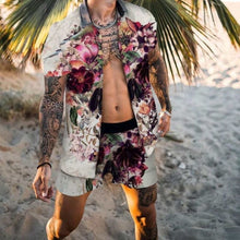 Load image into Gallery viewer, Fashion Hawaiian Print Short Sleeve Shirt Set Men's Beach Coconut Print Shorts Men's Daily Beach Shirt Set Two-piece M-3XL