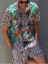 Load image into Gallery viewer, Fashion Hawaiian Print Short Sleeve Shirt Set Men's Beach Coconut Print Shorts Men's Daily Beach Shirt Set Two-piece M-3XL