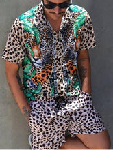 Load image into Gallery viewer, Fashion Hawaiian Print Short Sleeve Shirt Set Men's Beach Coconut Print Shorts Men's Daily Beach Shirt Set Two-piece M-3XL