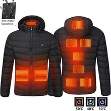 Load image into Gallery viewer, Men 9 Areas Heated Jacket USB Winter Outdoor Electric Heating Jackets Warm Sprots Thermal Coat Clothing Heatable Cotton jacket