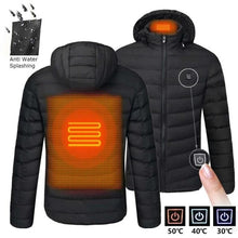Load image into Gallery viewer, Men 9 Areas Heated Jacket USB Winter Outdoor Electric Heating Jackets Warm Sprots Thermal Coat Clothing Heatable Cotton jacket