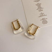 Load image into Gallery viewer, Flashbuy New Trendy Transparent Resin Hoop Earrings for Women Girls Geometric Irregular Metal Acrylic Earrings Party Jewelry