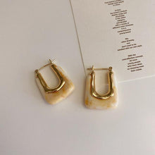 Load image into Gallery viewer, Flashbuy New Trendy Transparent Resin Hoop Earrings for Women Girls Geometric Irregular Metal Acrylic Earrings Party Jewelry