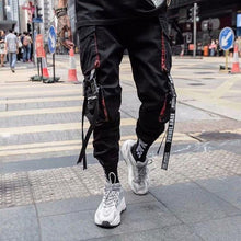 Load image into Gallery viewer, Joggers Cargo Pants for Men Casual Hip Hop Hit Color Pocket Male Trousers Sweatpants Streetwear Ribbons Techwear Pants