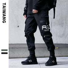 Load image into Gallery viewer, Joggers Cargo Pants for Men Casual Hip Hop Hit Color Pocket Male Trousers Sweatpants Streetwear Ribbons Techwear Pants