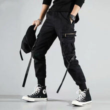 Load image into Gallery viewer, Joggers Cargo Pants for Men Casual Hip Hop Hit Color Pocket Male Trousers Sweatpants Streetwear Ribbons Techwear Pants