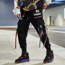 Load image into Gallery viewer, Joggers Cargo Pants for Men Casual Hip Hop Hit Color Pocket Male Trousers Sweatpants Streetwear Ribbons Techwear Pants