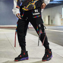 Load image into Gallery viewer, Joggers Cargo Pants for Men Casual Hip Hop Hit Color Pocket Male Trousers Sweatpants Streetwear Ribbons Techwear Pants