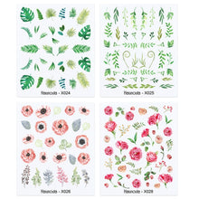 Load image into Gallery viewer, 4Pcs/Set Flower Leaves Water Decasl Stickers Floral Geometric Lines Transfer Water Sliders For Nails Manicures Decoration