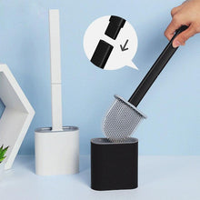 Load image into Gallery viewer, Soft TPR Silicone Head Toilet Brush with Holder Black Wall-mounted Detachable Handle Bathroom Cleaner Durable WC Accessories