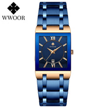 Load image into Gallery viewer, Relogio Masculino WWOOR Gold Watch Men Square Mens Watches Top Brand Luxury Golden Quartz Stainless Steel Waterproof Wrist Watch