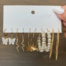 Load image into Gallery viewer, 17KM Bohemian Gold Snake Butterfly Drop Earrings Set For Women Pearl Acrylic Dangle Earrings 2021 Trend Set of Earrings Jewelry