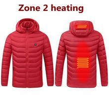 Load image into Gallery viewer, 2021 NWE Men Winter Warm USB Heating Jackets Smart Thermostat Pure Color Hooded Heated Clothing Waterproof Warm Jackets