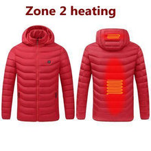 Load image into Gallery viewer, 2021 NWE Men Winter Warm USB Heating Jackets Smart Thermostat Pure Color Hooded Heated Clothing Waterproof Warm Jackets