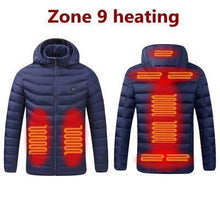 Load image into Gallery viewer, 2021 NWE Men Winter Warm USB Heating Jackets Smart Thermostat Pure Color Hooded Heated Clothing Waterproof Warm Jackets