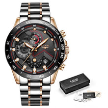 Load image into Gallery viewer, LIGE 2021 New Fashion Mens Watches with Stainless Steel Top Brand Luxury Sports Chronograph Quartz Watch Men Relogio Masculino