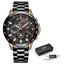 Load image into Gallery viewer, LIGE 2021 New Fashion Mens Watches with Stainless Steel Top Brand Luxury Sports Chronograph Quartz Watch Men Relogio Masculino