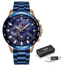 Load image into Gallery viewer, LIGE 2021 New Fashion Mens Watches with Stainless Steel Top Brand Luxury Sports Chronograph Quartz Watch Men Relogio Masculino