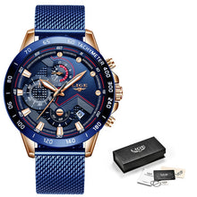 Load image into Gallery viewer, LIGE 2021 New Fashion Mens Watches with Stainless Steel Top Brand Luxury Sports Chronograph Quartz Watch Men Relogio Masculino