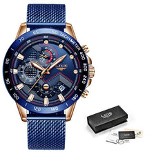 Load image into Gallery viewer, LIGE 2021 New Fashion Mens Watches with Stainless Steel Top Brand Luxury Sports Chronograph Quartz Watch Men Relogio Masculino