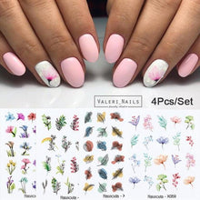 Load image into Gallery viewer, 4Pcs/Set Flower Leaves Water Decasl Stickers Floral Geometric Lines Transfer Water Sliders For Nails Manicures Decoration