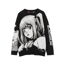 Load image into Gallery viewer, ATSUNNY 2021 Hip Hop Streetwear Vintage Style Harajuku Knitting Sweater Anime Girl Knitted Death Note Sweater Pullover