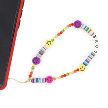 Load image into Gallery viewer, Shinus Phone Chain Lanyard Beads Mobile Phone Heishi Disc Crystal Beaded Cell Phone Chains 2021 LOVE Letter String Wristband