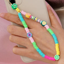 Load image into Gallery viewer, Shinus Phone Chain Lanyard Beads Mobile Phone Heishi Disc Crystal Beaded Cell Phone Chains 2021 LOVE Letter String Wristband