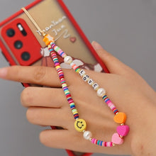 Load image into Gallery viewer, Shinus Phone Chain Lanyard Beads Mobile Phone Heishi Disc Crystal Beaded Cell Phone Chains 2021 LOVE Letter String Wristband