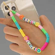 Load image into Gallery viewer, Shinus Phone Chain Lanyard Beads Mobile Phone Heishi Disc Crystal Beaded Cell Phone Chains 2021 LOVE Letter String Wristband