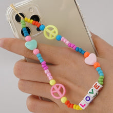 Load image into Gallery viewer, Shinus Phone Chain Lanyard Beads Mobile Phone Heishi Disc Crystal Beaded Cell Phone Chains 2021 LOVE Letter String Wristband