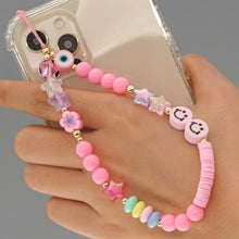 Load image into Gallery viewer, Shinus Phone Chain Lanyard Beads Mobile Phone Heishi Disc Crystal Beaded Cell Phone Chains 2021 LOVE Letter String Wristband