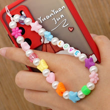 Load image into Gallery viewer, Shinus Phone Chain Lanyard Beads Mobile Phone Heishi Disc Crystal Beaded Cell Phone Chains 2021 LOVE Letter String Wristband