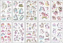 Load image into Gallery viewer, 10 Sheets/Set Children Cute Cartoon Unicorn Temporary Tattoo Stickers Baby Shower Kids Body Makeup Sticker Tattoos Football