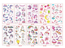 Load image into Gallery viewer, 10 Sheets/Set Children Cute Cartoon Unicorn Temporary Tattoo Stickers Baby Shower Kids Body Makeup Sticker Tattoos Football