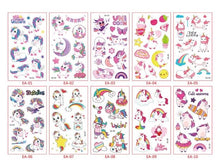 Load image into Gallery viewer, 10 Sheets/Set Children Cute Cartoon Unicorn Temporary Tattoo Stickers Baby Shower Kids Body Makeup Sticker Tattoos Football