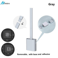 Load image into Gallery viewer, Silicone Bristles Toilet Brush and Holder for Bathroom Storage and Organization Compact Wall Hang Cleaning Kit WC Accessories