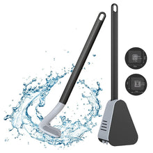 Load image into Gallery viewer, Silicone Bristles Toilet Brush and Holder for Bathroom Storage and Organization Compact Wall Hang Cleaning Kit WC Accessories