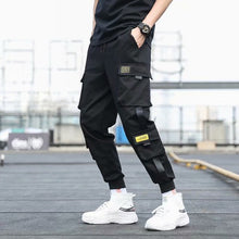 Load image into Gallery viewer, Men's Side Pockets Cargo Harem Pants 2021 Ribbons Black Hip Hop Casual Male Joggers Trousers Fashion Casual Streetwear Pants