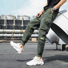 Load image into Gallery viewer, Men's Side Pockets Cargo Harem Pants 2021 Ribbons Black Hip Hop Casual Male Joggers Trousers Fashion Casual Streetwear Pants