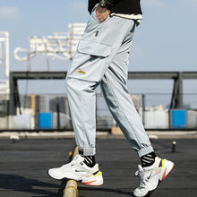Load image into Gallery viewer, Men's Side Pockets Cargo Harem Pants 2021 Ribbons Black Hip Hop Casual Male Joggers Trousers Fashion Casual Streetwear Pants