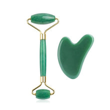 Load image into Gallery viewer, Natural Rose Quartz Jade Roller Gua Sha Set Facial Body Massager Roller Jade Stone Massage Set Face Lifting Beauty Massage Tool