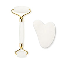Load image into Gallery viewer, Natural Rose Quartz Jade Roller Gua Sha Set Facial Body Massager Roller Jade Stone Massage Set Face Lifting Beauty Massage Tool