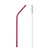Load image into Gallery viewer, 2pcs Stainless Steel Straw Reusable Metal Drinking Straw Wholesale With Cleaning Brush Eco Friendly Party Bar Accessory