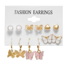 Load image into Gallery viewer, FNIO Women's Earrings Set Pearl Earrings For Women Bohemian Fashion Jewelry 2020 Geometric Crystal Heart Stud Earrings