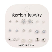 Load image into Gallery viewer, FNIO Women's Earrings Set Pearl Earrings For Women Bohemian Fashion Jewelry 2020 Geometric Crystal Heart Stud Earrings