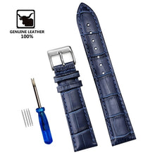 Load image into Gallery viewer, Genuine Leather Watchbands 12/14/16/18/20/22/24 mm Watch Band Strap Steel Pin buckle High Quality Wrist Belt Bracelet + Tool