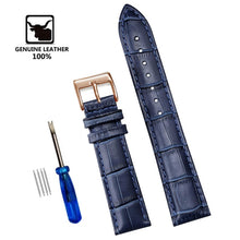 Load image into Gallery viewer, Genuine Leather Watchbands 12/14/16/18/20/22/24 mm Watch Band Strap Steel Pin buckle High Quality Wrist Belt Bracelet + Tool
